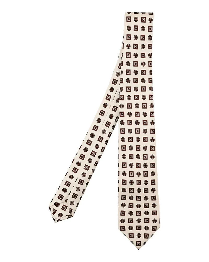Kiton geometric-print tie - Nude Nude