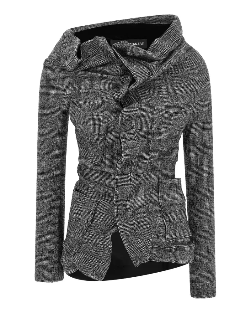 Junya Watanabe asymmetrical Prince of Wales blazer - Grau Grau