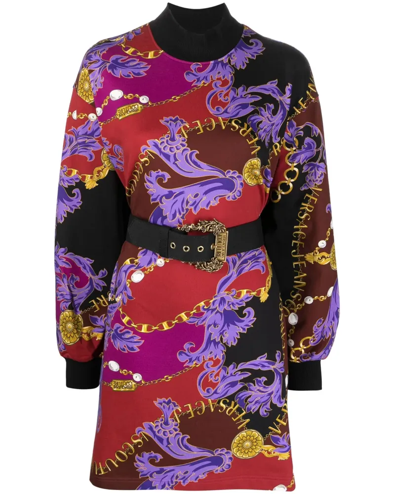 Versace Jeans Minikleid mit "Chain Couture"-Print - Schwarz Schwarz