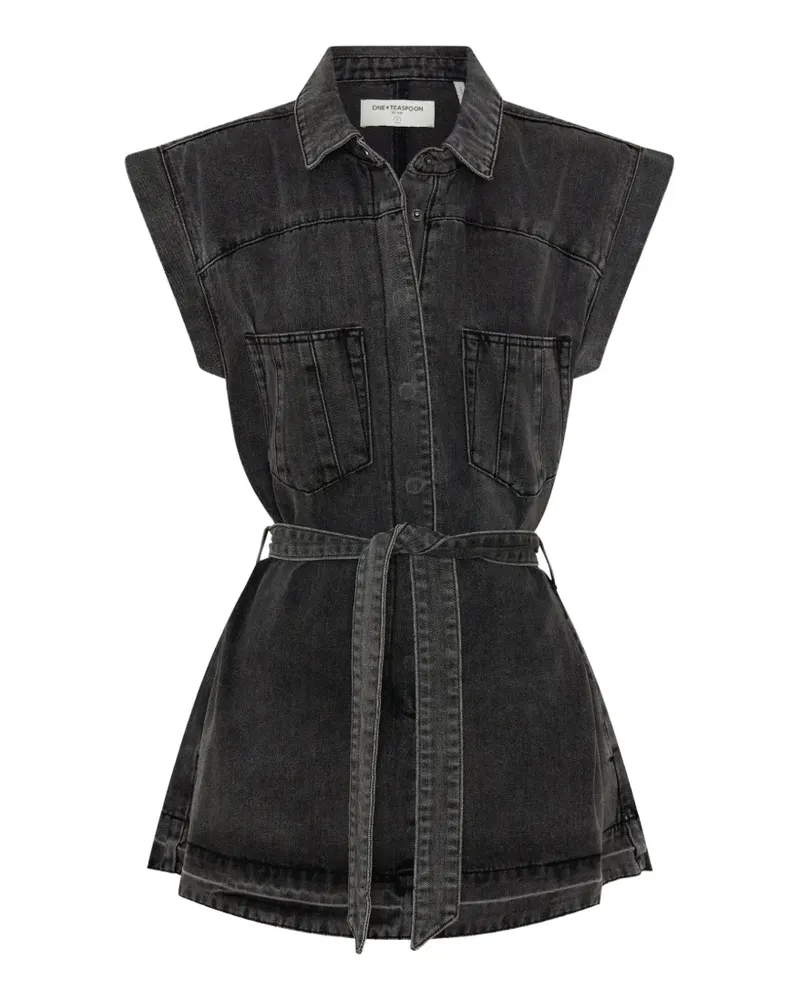 One Teaspoon Rogue belted denim dress - Schwarz Schwarz