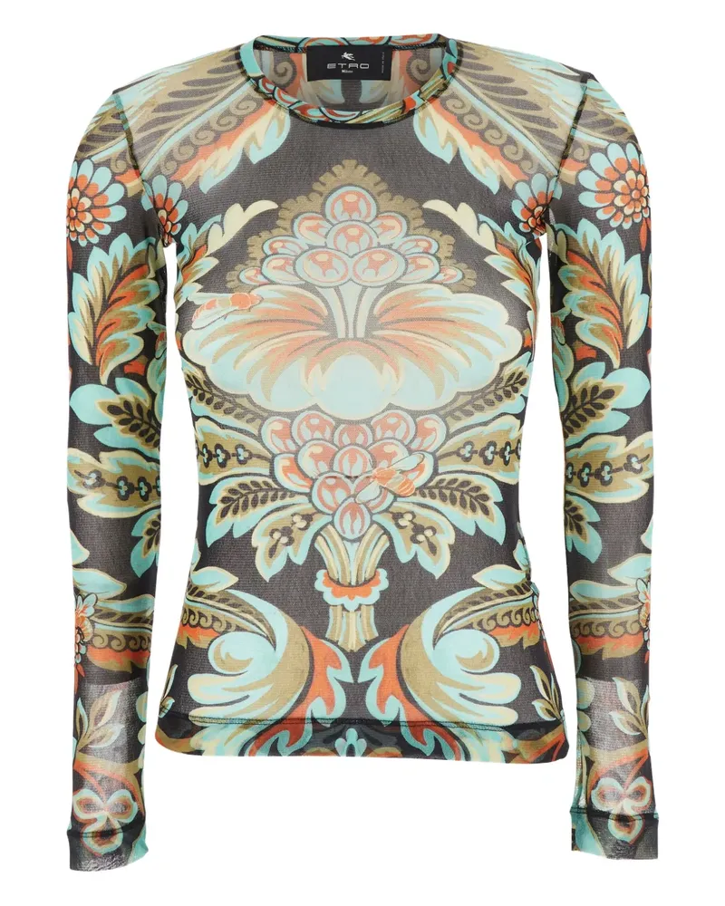 Etro Mesh-Oberteil mit Paisley-Print - Schwarz Schwarz