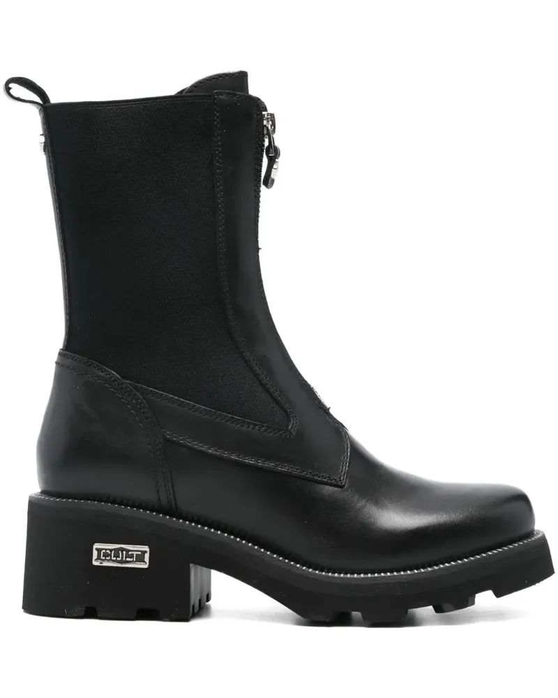 Cult Lederstiefel mit Reißverschluss - Schwarz Schwarz
