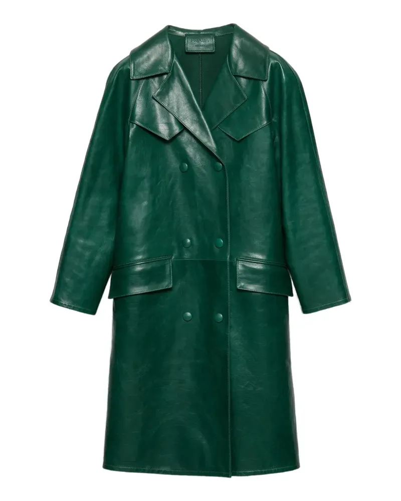 Prada double-breasted leather coat - Grün Grün
