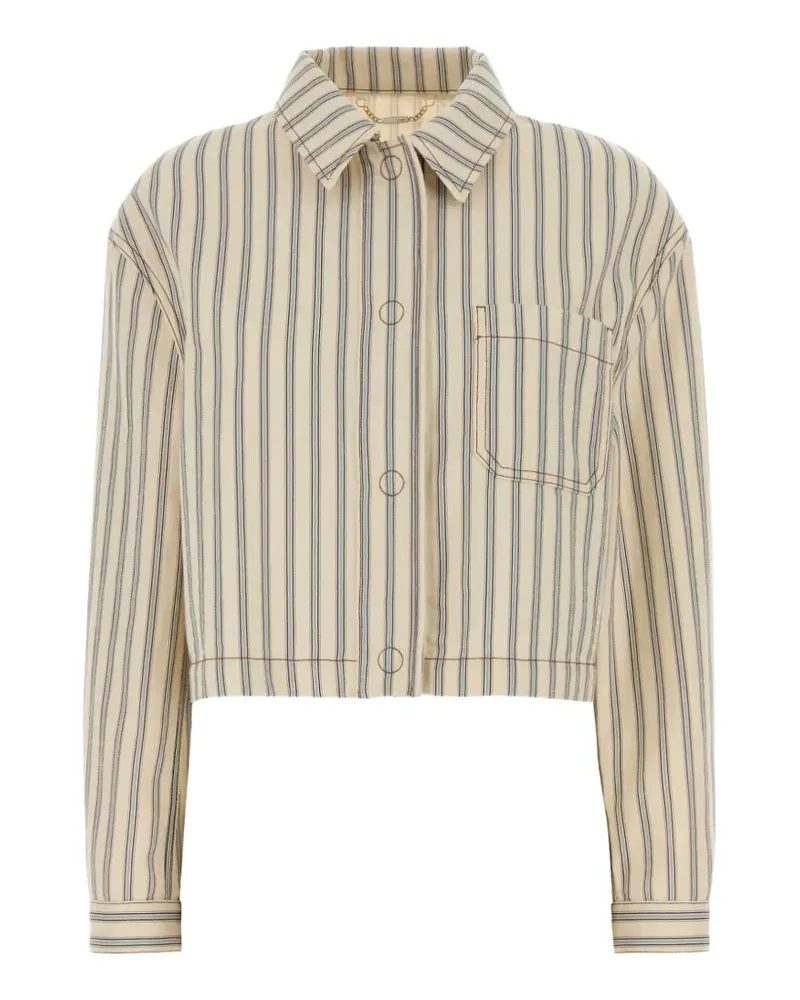 Fendi FF striped denim jacket - Nude Nude
