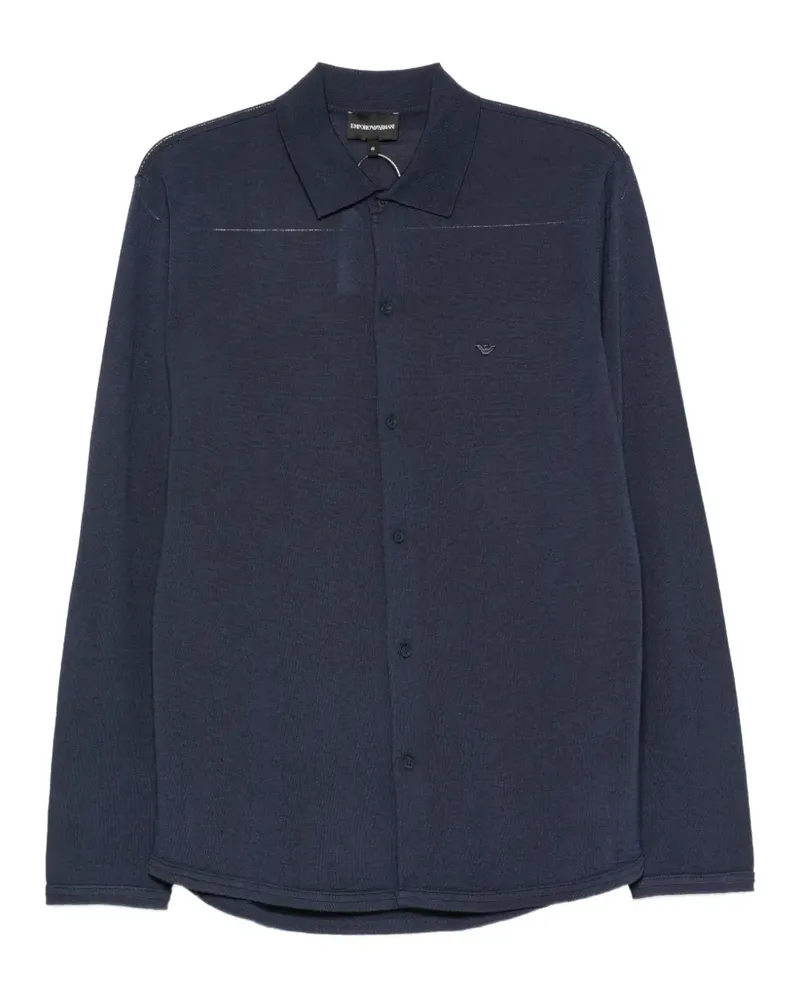 Emporio Armani logo-embroidered button-up cardigan - Blau Blau