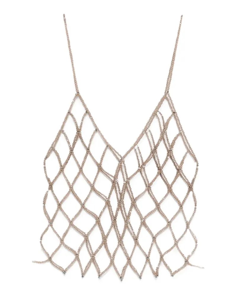 PANICALE Cashmere beaded-net top - Nude Nude