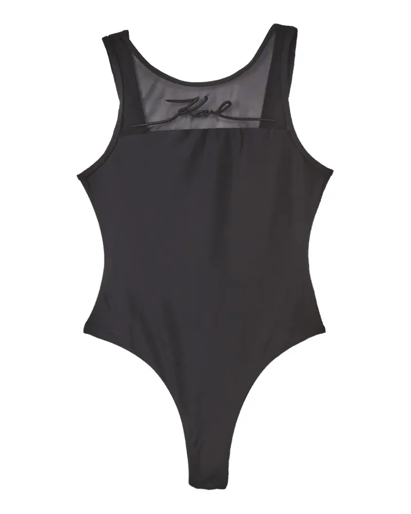 Karl Lagerfeld Karl Signature Badeanzug mit Netzeinsatz - Schwarz Schwarz