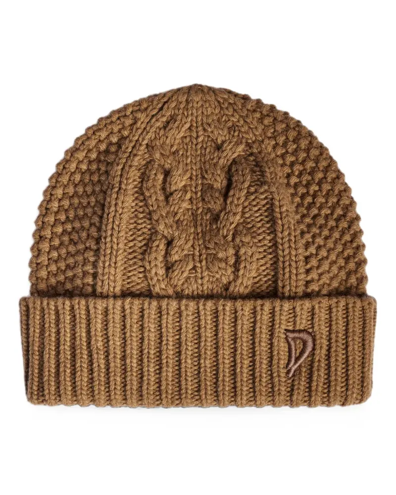 Dondup cable-knit logo-embroidered beanie hat - Braun Braun