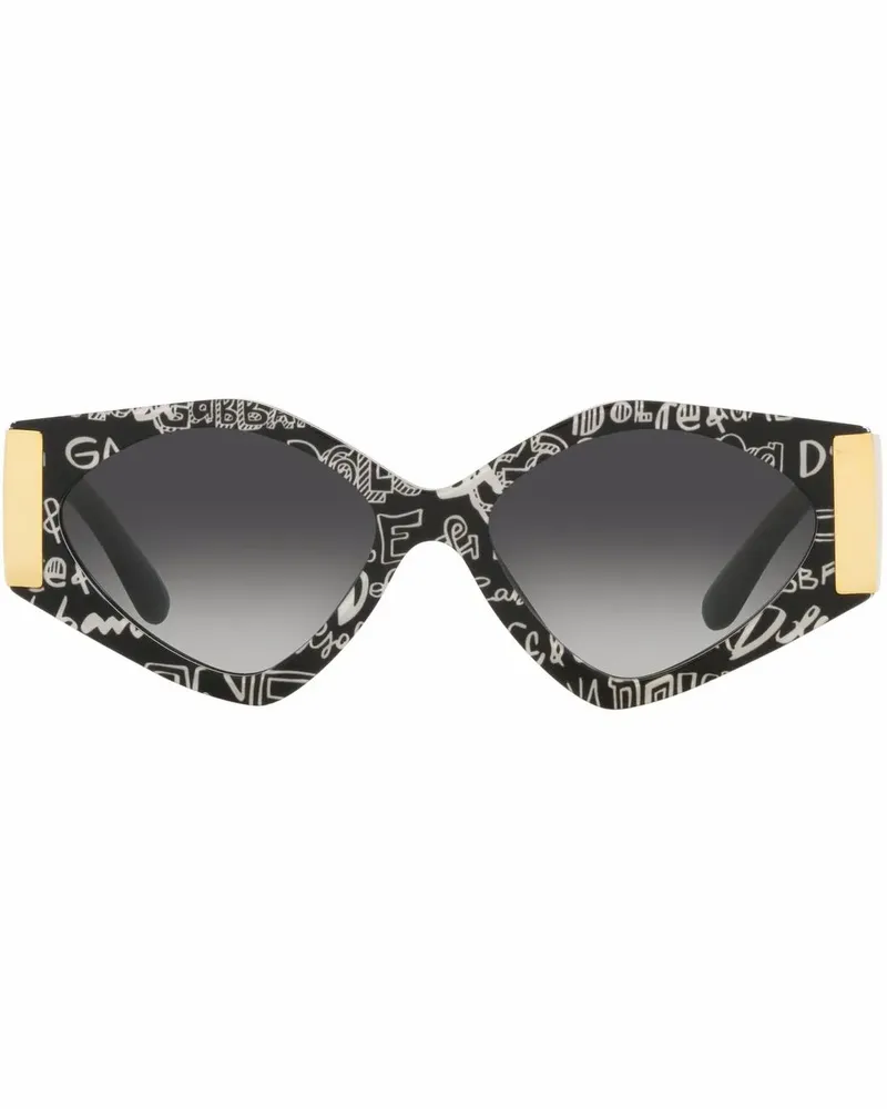 Dolce & Gabbana Cat-Eye-Sonnenbrille mit Graffiti-Print - Schwarz Schwarz