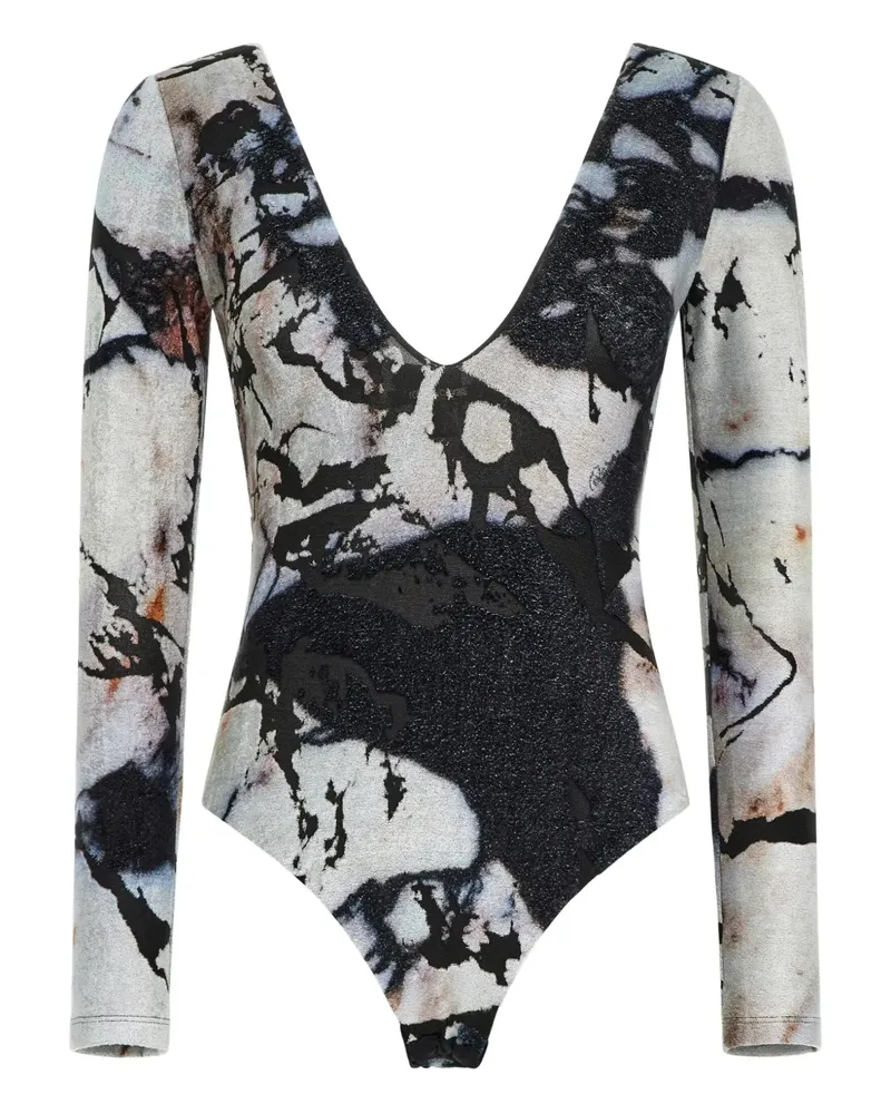 Roberto Cavalli marble-print bodysuit - Schwarz Schwarz