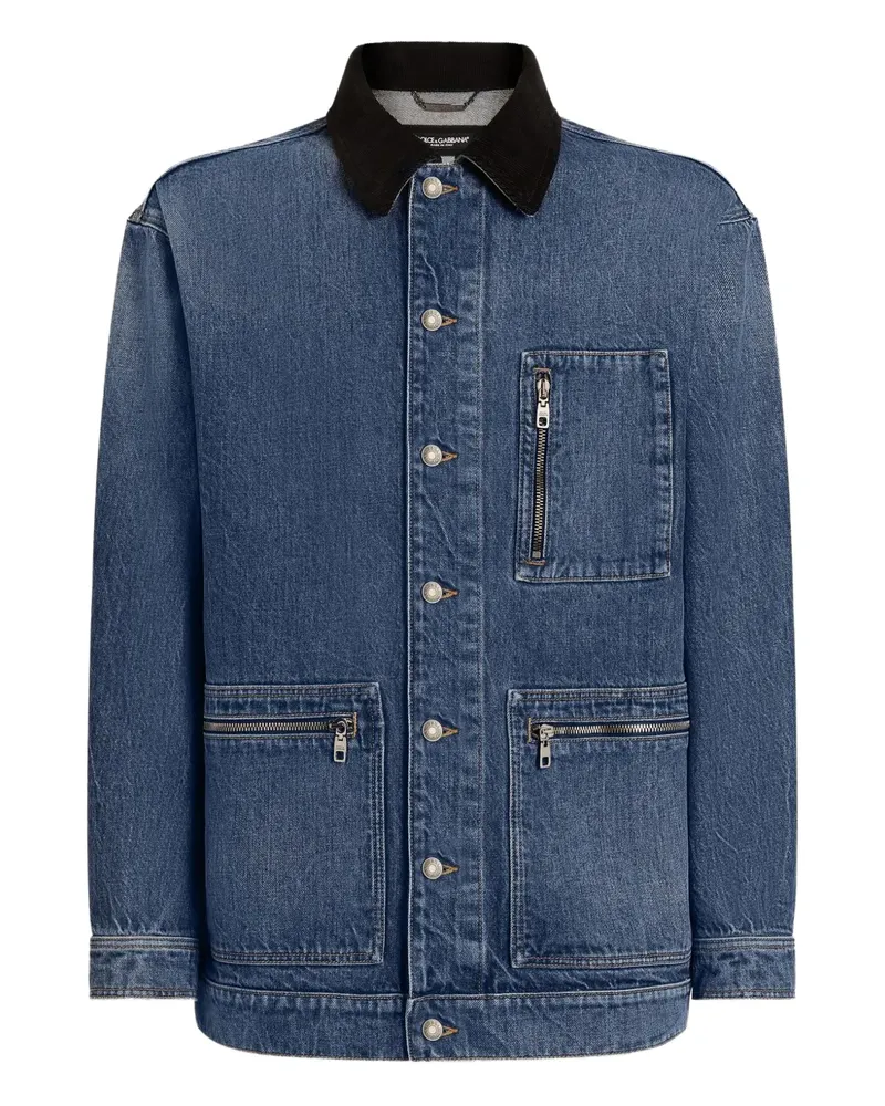 Dolce & Gabbana Jeansjacke mit Cordkragen - Blau Blau