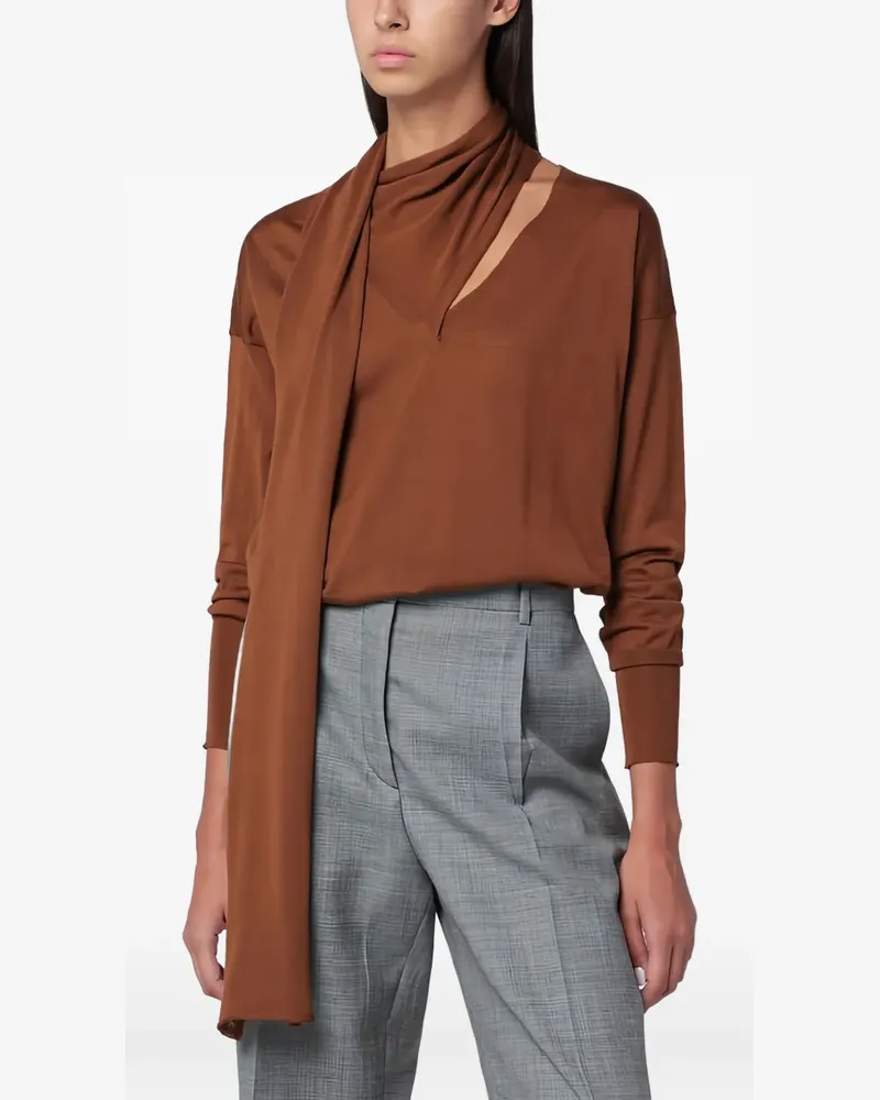 Roberto Collina Bluse aus Seide mit Schaldetail - Braun Braun