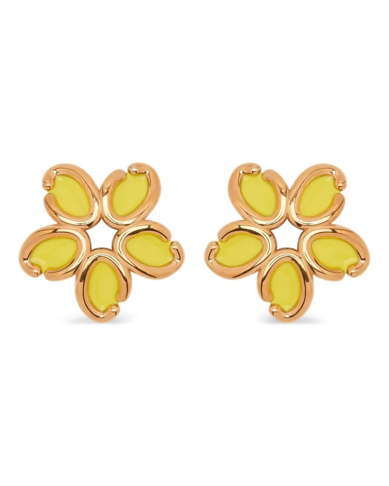 Oscar de la Renta Enamel O Flower Ohrringe - Gelb Gelb