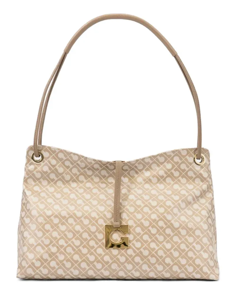 Gherardini Große Schultertasche mit Monogramm-Print - Nude Nude