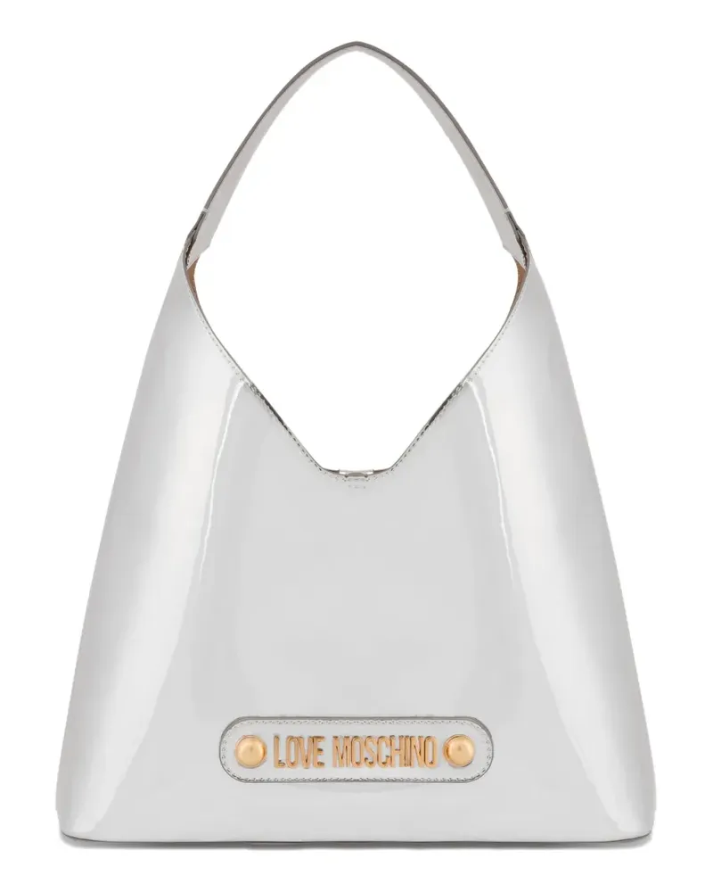 Moschino Schultertasche mit Logo-Schild - Grau Grau