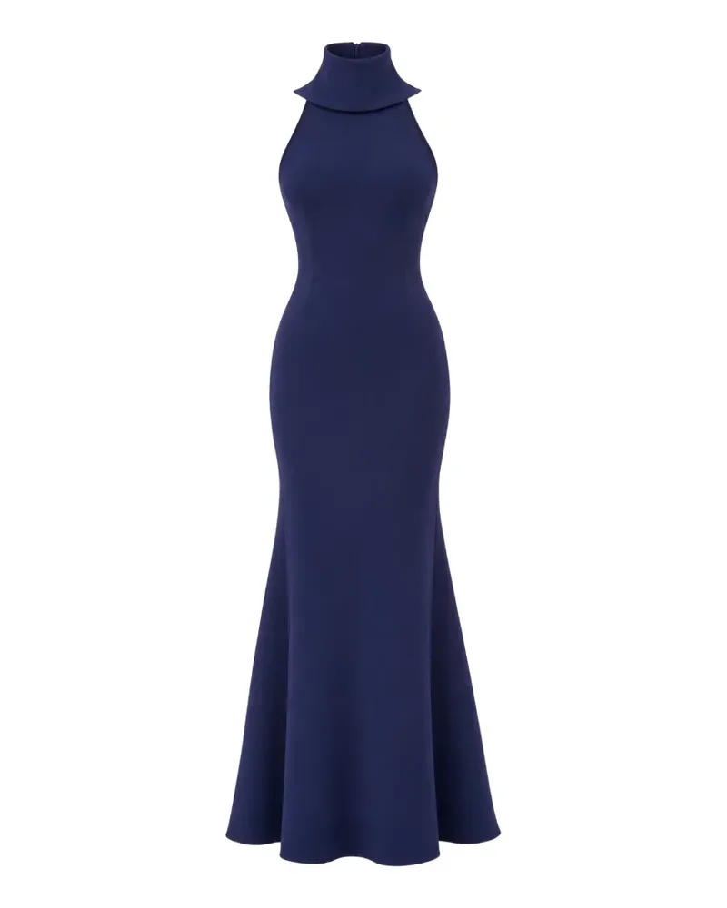 Badgley Mischka draped crepe gown - Blau Blau