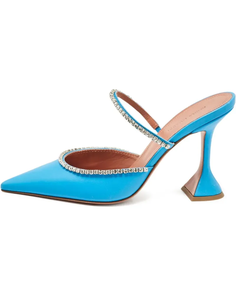 Amina Muaddi Spitze Mules mit Strass - Blau Blau