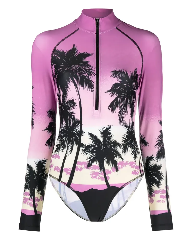 Palm Angels Badeanzug mit Sonnenuntergang-Print - Violett Violett