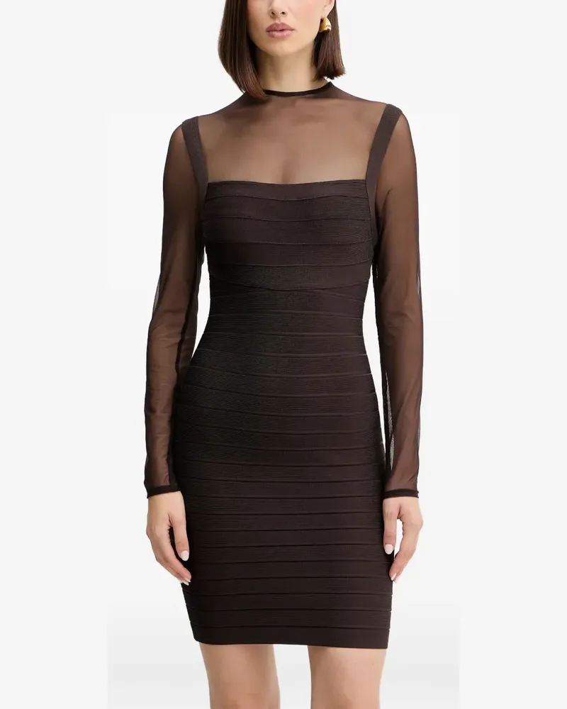 Hervé Léger Amy long-sleeve mini dress - Braun Braun