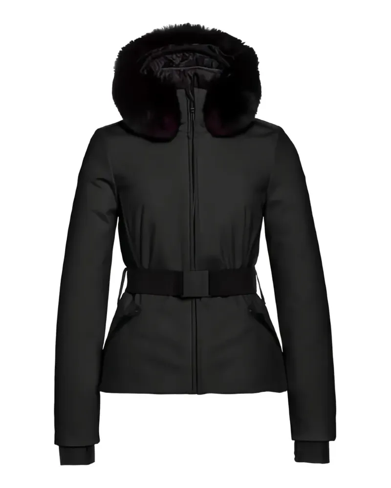 GOLDBERGH Hida faux fur-trim belted jacket - Schwarz Schwarz
