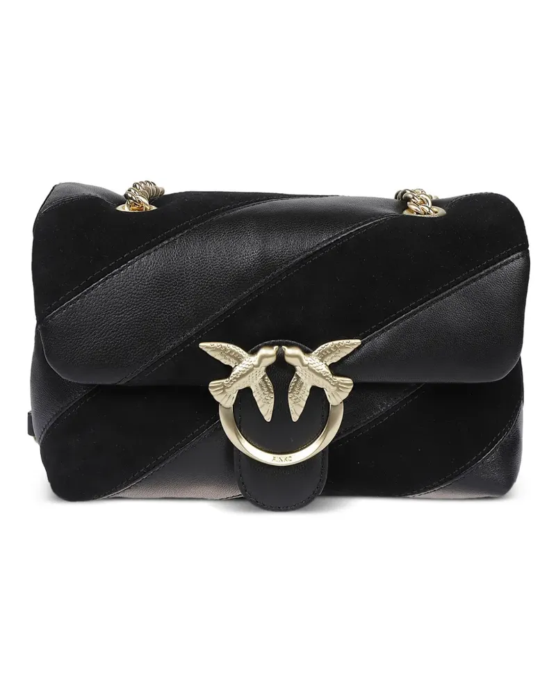 Pinko Gesteppte Galleria Love Umhängetasche mit Kette - Schwarz Schwarz