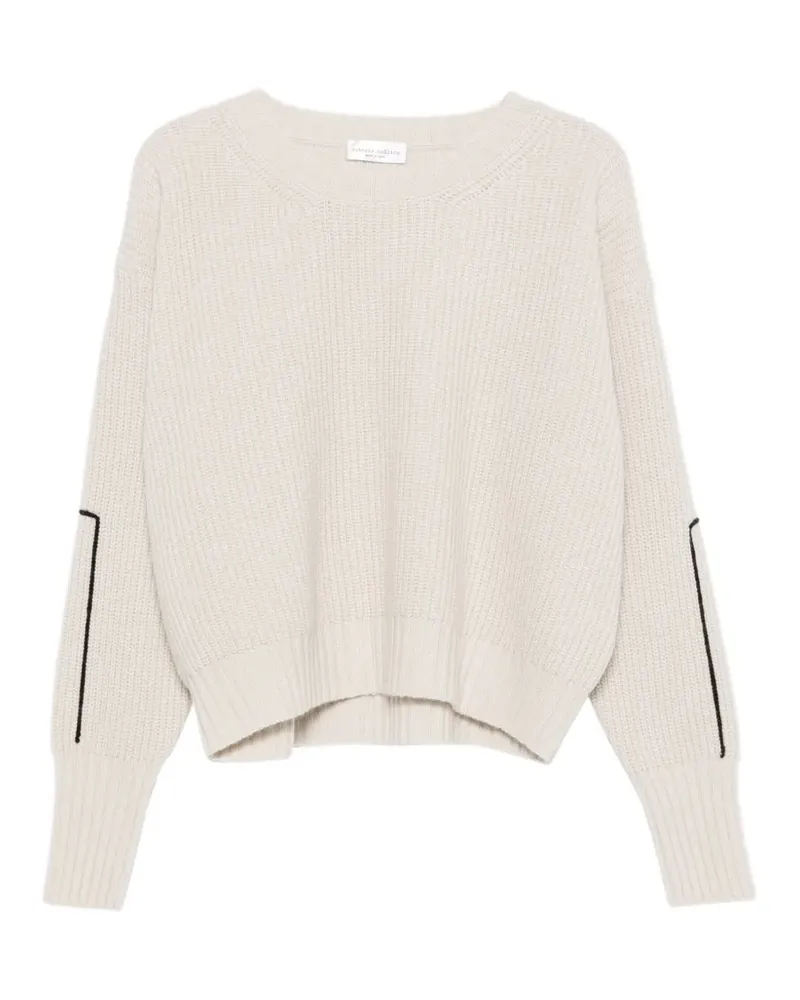 Roberto Collina Gerippter Pullover mit bestickten Ärmeln - Nude Nude