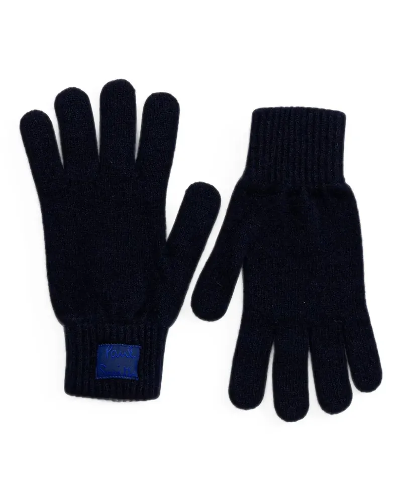 Paul Smith Handschuhe mit Logo-Patch und gerippten Bündchen - Blau Blau