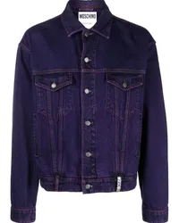 Moschino Jeansjacke mit Logo-Schild Violett