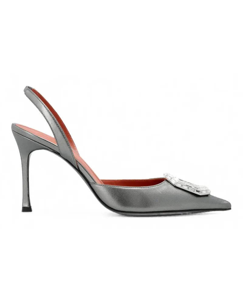 Amina Muaddi Pumps mit Kristallen - Grau Grau