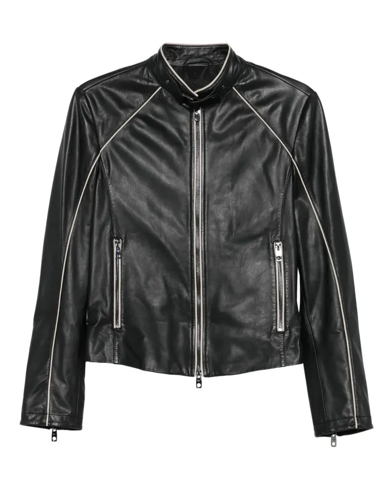 Emporio Armani leather zip-front jacket - Braun Braun