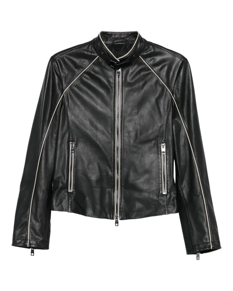 Emporio Armani leather zip-front jacket - Braun Braun