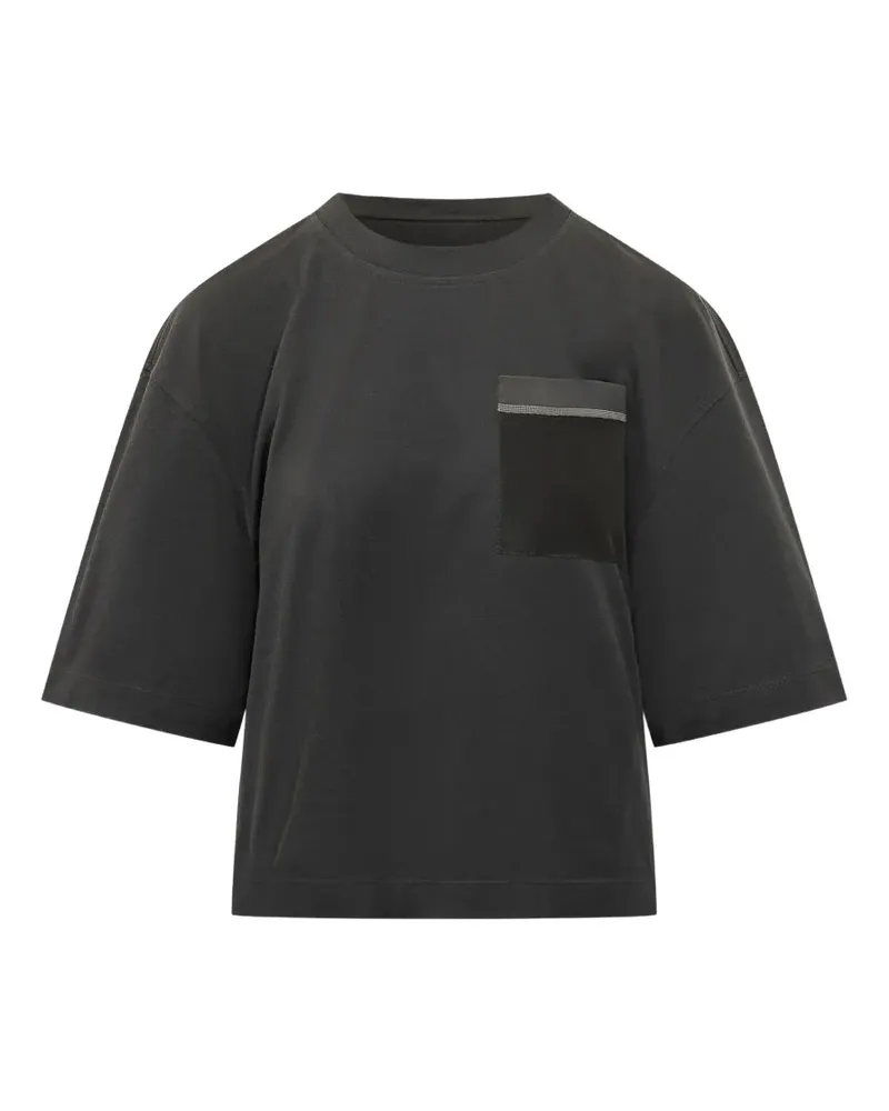 Brunello Cucinelli embellished pocket T-shirt - Schwarz Schwarz