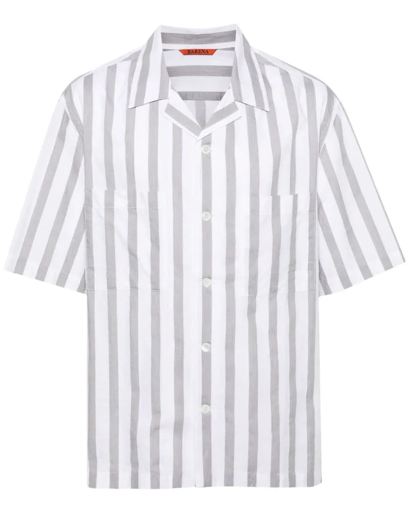 BARENA camp-collar striped cotton shirt Grau