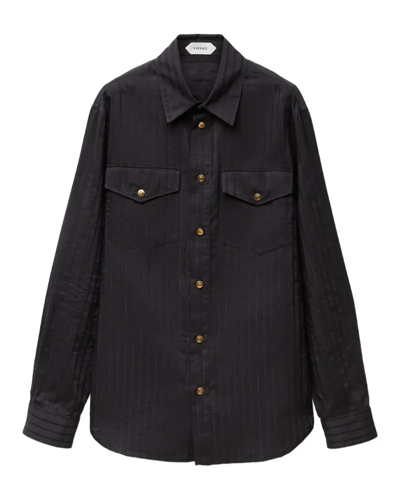 Versace Hemd aus Jacquard-Baumwolle und Seide - Schwarz Schwarz