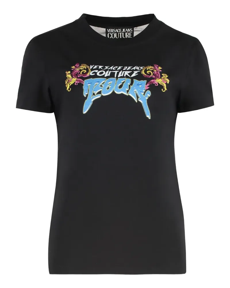Versace Jeans T-Shirt mit Mesh-Einsatz - Schwarz Schwarz