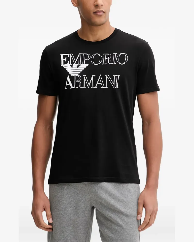 Emporio Armani Bold Logo Beachwear T-Shirt aus Jersey - Schwarz Schwarz