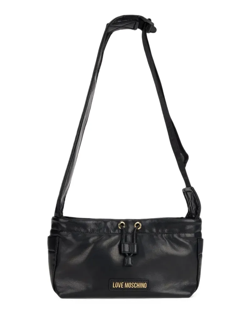 Moschino Schultertasche mit Logo-Schild - Schwarz Schwarz