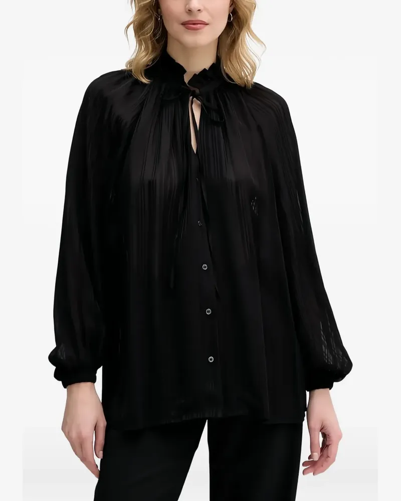 Sisley ruffled-neck blouse - Schwarz Schwarz