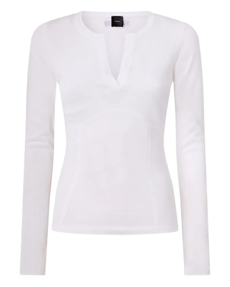 Pinko Langarmshirt mit V-Ausschnitt - Weiß Weiß