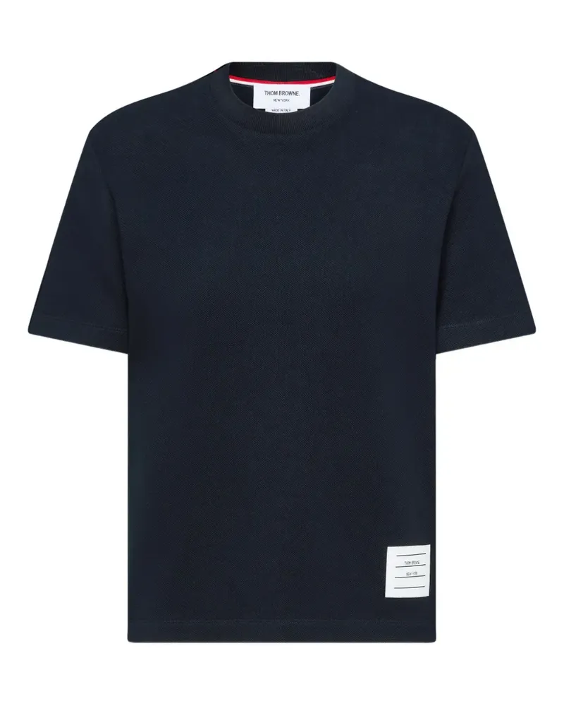 Thom Browne Rundhals-T-Shirt mit Streifendetail - Blau Blau