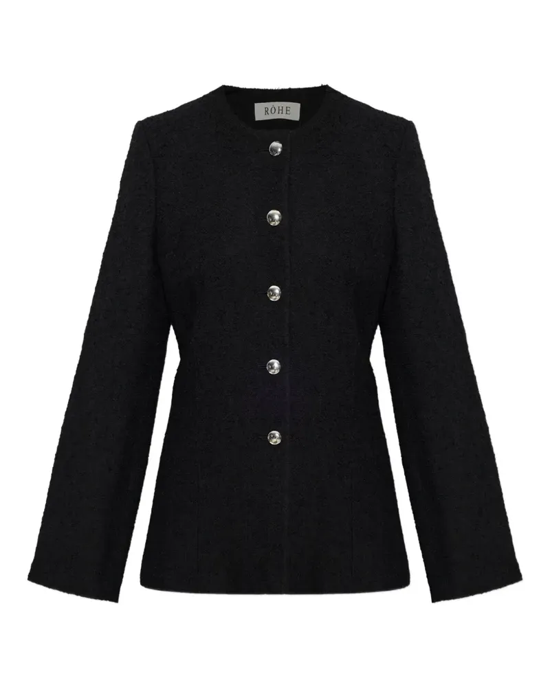 Róhe Bouclé-Jacke mit Knopfverschluss - Schwarz Schwarz