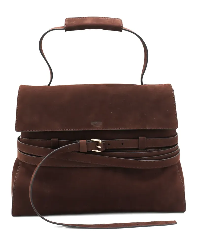 Moschino Mittelgroßer Tie Me Tote Bag aus Wildleder - Braun Braun