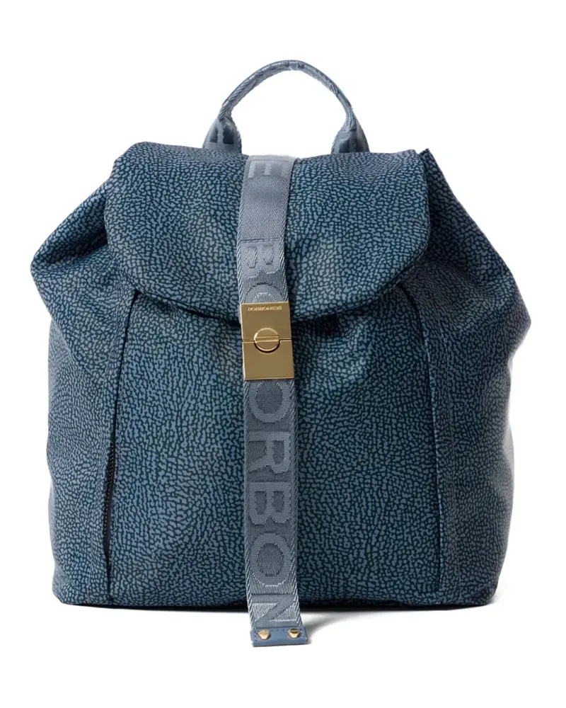 Borbonese medium logo strap backpack - Blau Blau