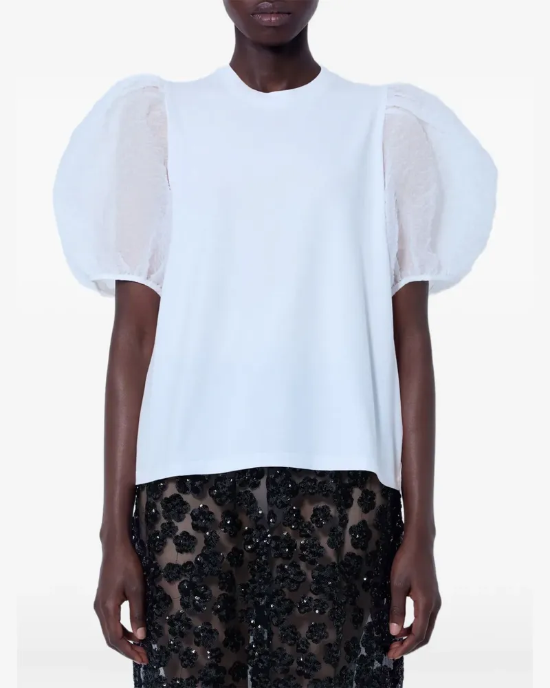 Cecilie Bahnsen Semi-transparentes Ben T-Shirt mit Puffärmeln - Weiß Weiß
