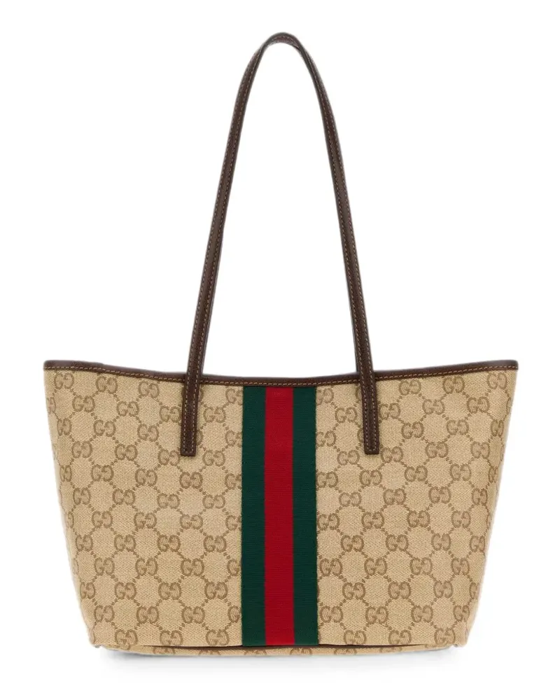 Gucci small Tribeca Web-stripe tote bag - Nude Nude