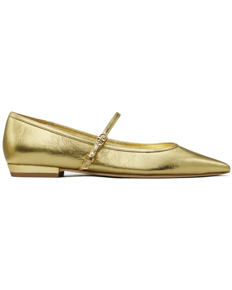 Tory Burch Mary Jane Ballerinas - Gold Gold