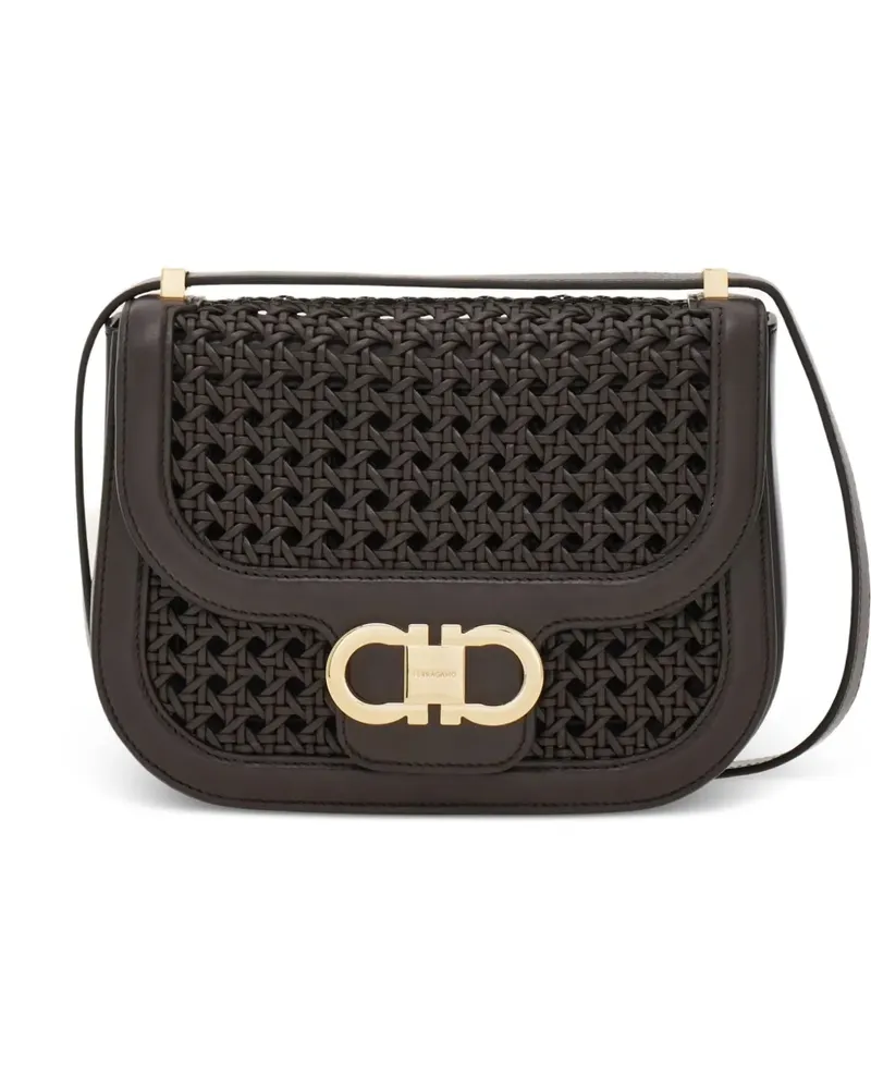 Ferragamo small Gancini North-South cross body bag - Braun Braun