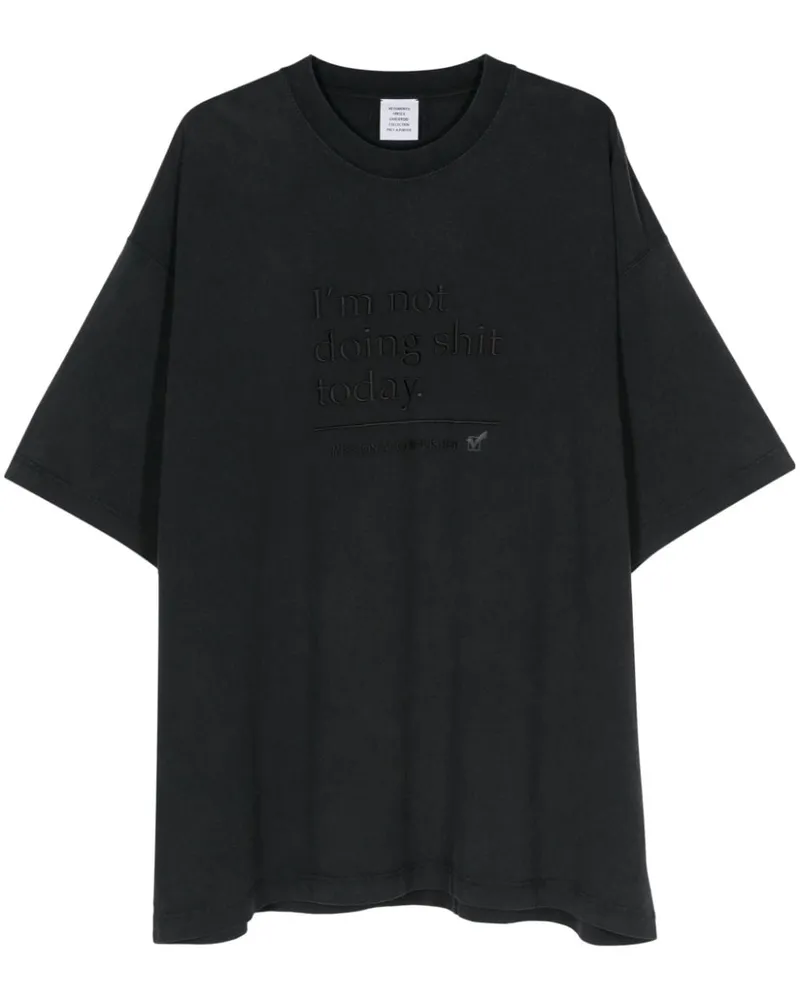 VETEMENTS T-Shirt mit Slogan-Stickerei - Grau Grau