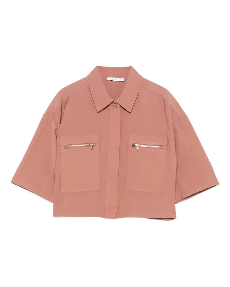 Patrizia Pepe zip-pocket dropped-shoulder shirt - Rosa Rosa
