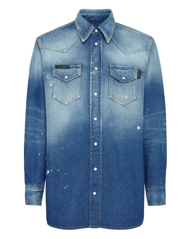 Philipp Plein Hemd mit Farbklecksen - Blau Blau